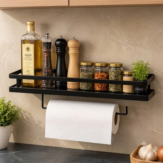Porta Temperos e Papel Toalha de Parede para Cozinha