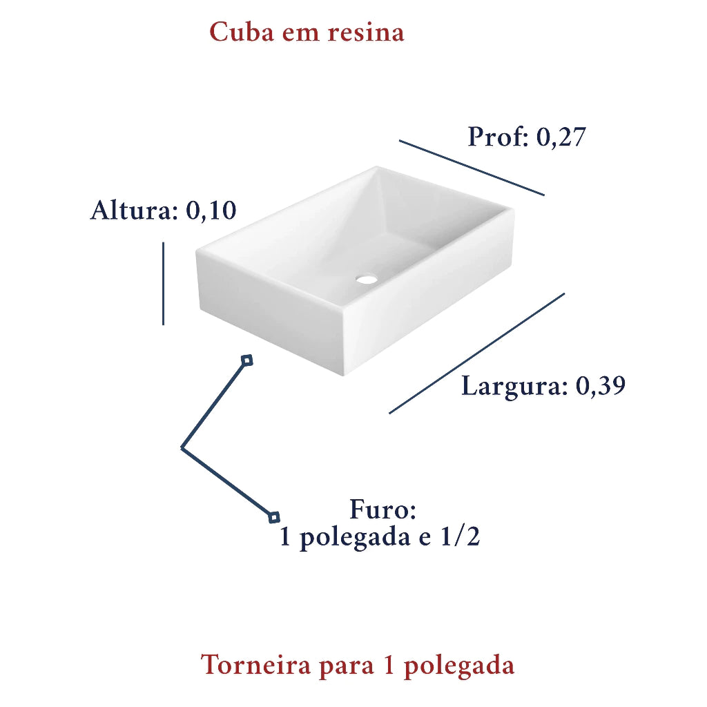 Kit Banheiro Tênue com Gabinete, Cuba e Espelho