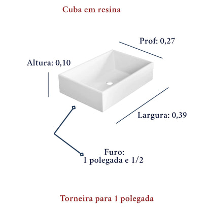 Kit Banheiro Tênue com Gabinete, Cuba e Espelho