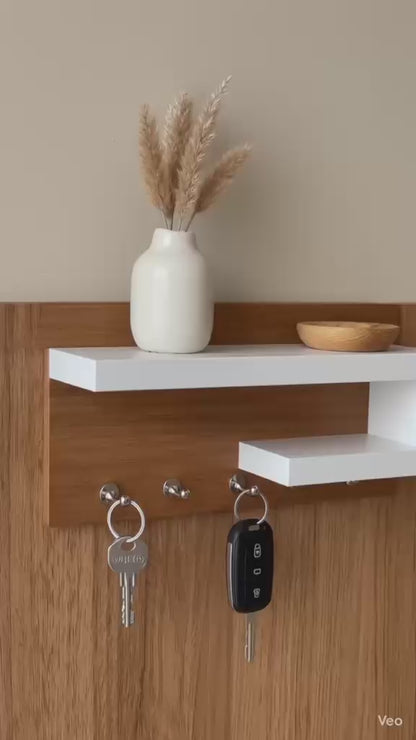Porta-Chaves de Parede com Prateleira Decorativa em MDF